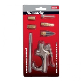 Matrix Набор продувочный пистолет, пневмат. в комплекте с насадками, 6 шт 57336
