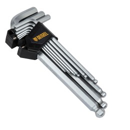 Denzel Набор ключей имбусовых, HEX, 2-12 мм, CrV, 9 шт., удлиненные, с шаром 12365