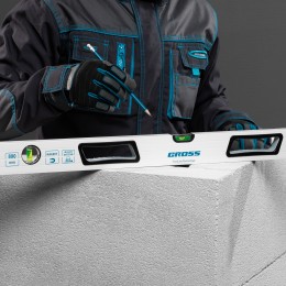 Gross Уровень алюминиевый, 800 мм, усиленный, рукоятки, фрезерованный, 3 глазка, магнитный 34371