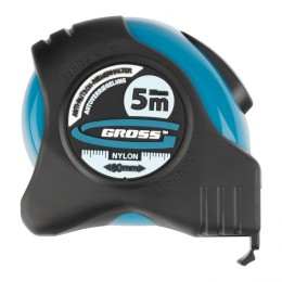 Gross Рулетка "Schlagfest",5 м x 25 мм,магнитный обрезиненный зацеп,двусторонняя шкала,Нейлоновое покрытие,автоматическая фиксация 31113