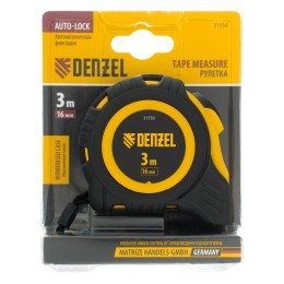 Denzel Рулетка 3м х 16мм, обрезиненный корпус, автоматическая фиксация 31550