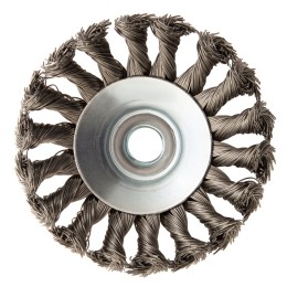 Denzel Щетка для УШМ, 100 мм, "Тарелка", крученая нержавеющая проволока 0.5 мм, М14 746093