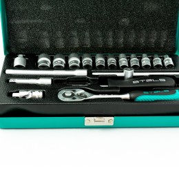 Stels Набор торцевых головок с трещоткой, 1/4", 18 предметов 13573