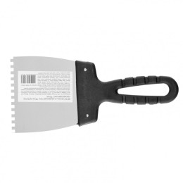 Sparta Шпатель из нержавеющей стали, 100 мм, зуб 4 х 4 мм, пластмассовая ручка 85138