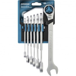 Gross Набор ключей комбинированных трещоточных, количество зубьев 100, СRV, 7 шт, 8-19 мм 14859