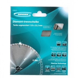 Gross Диск алмазный, 125 х 22.2 мм, турбо-сегментный, сухая резка 73021