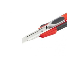 Matrix Нож, 9 мм, выдвижное лезвие "Quick blade" металлическая направляющая, двойная фиксация, эргономичная двухкомпонентная рукоятка 78934