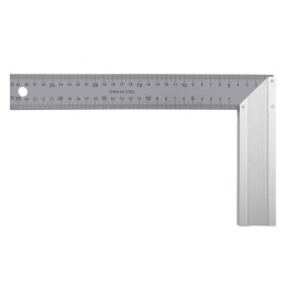 Denzel Угольник стальной 300 мм, нержавеющая сталь, градуировка, алюминиевое основание 32397