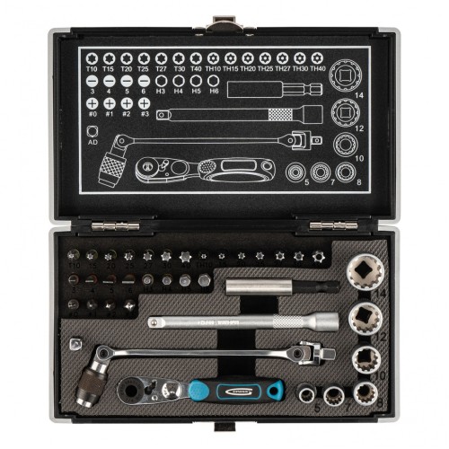 Набор бит и головок торцевых, 1/4, карданный ключ, трещотка, адаптер, S2, 37 шт. Gross 11625