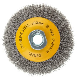 Denzel Щетка для УШМ, 100 мм, "Тарелка", витая нержавеющая проволока 0.3 мм, М14 746083