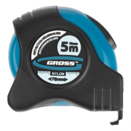 Gross Рулетка "Schlagfest",5 м x 19 мм,магнитный обрезиненный зацеп,двусторонняя шкала,Нейлоновое покрытие,автоматическая фиксация 31112