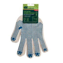 Сибртех Перчатки х/б, ПВХ покрытие, "Точка", 7 класс Россия 67703