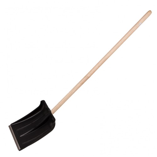 Лопата для уборки снега пластиковая, 350 х 350 х 1445 мм, деревянный черенок, 6157452