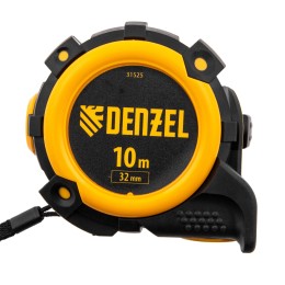 Denzel Рулетка 10м х 32мм, автоматич. фиксац., нейлон. покрытие, магнит. зацеп, двухстор. разметка// 31525
