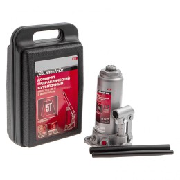 Matrix Домкрат гидравлический бутылочный, 5 т, высота подъема 216-413 мм, в пластиковый кейсе 50756