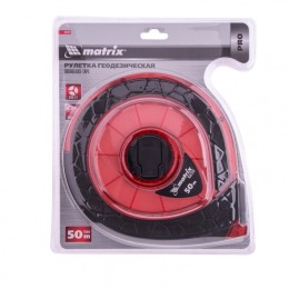 Matrix Рулетка геодезическая 50 м х 15 мм, закрытый корпус, фибергласовая лента, двусторонняя шкала, Pro 31272