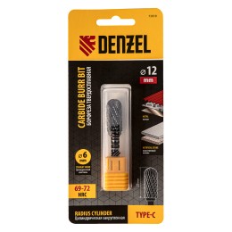 Denzel Борфреза по металлу твердосплавная, цилиндрическая закругленная, тип-С, 12 мм// 72019