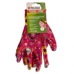Palisad Перчатки садовые из полиэстера с нитрильным обливом, красные, S 67744