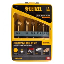 Denzel Набор зенковок, HSS, M3-M10, 6 шт, металл. кейс // 72313