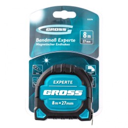 Gross Рулетка Experte,8 м x 27 мм,двухкомпонентный корпус,магнит,двухсторонняя разметка,нейлон 32576
