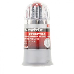 Matrix Отвертка для точных работ Fusion с насадками, 11 предметов, в пластиковом пенале, трехкомпонентная рукоятка 11582