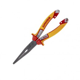 Gross Длинногубцы прямые, диэлектрические рукоятки до 1000 В, трехкомпонентные рукоятки, 205 мм 17177