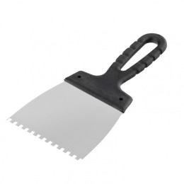 Sparta Шпатель из нержавеющей стали, 100 мм, зуб 4 х 4 мм, пластмассовая ручка 85138