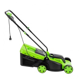 Сибртех Газонокосилка электрическая L1200, 1200 Вт, ширина 32 см, 3 уровня, пластиковый травосборник 30 л. 96607