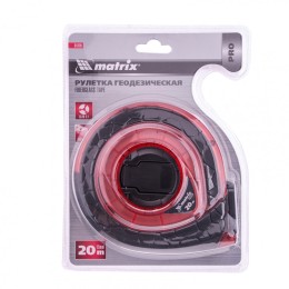 Matrix Рулетка геодезическая 20 м х 15 мм, закрытый корпус, фибергласовая лента, двусторонняя шкала, Pro 31270