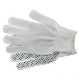 Сибртех Перчатки Нейлон, ПВХ точка, 13 класс, белые, L Россия 67825