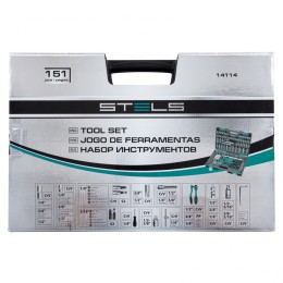 Stels Набор инструментов, 1/4", 3/8", 1/2", Cr-V, S2, усиленный кейс, 151 предмет 14114