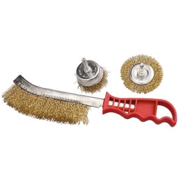 Matrix Набор щеток для дрели, 3 шт, 1 плоская, 65 мм, 50 мм "чашка", ручная металлическая 74484