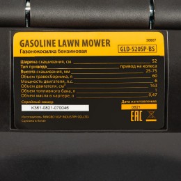 Denzel Газонокосилка бензиновая GLD-520SP-BS, 163 см3, Briggs Stratton, ширина 52 см, привод, 60 л 58807