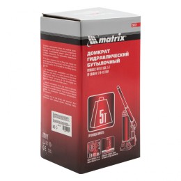 Matrix Домкрат гидравлический бутылочный, 5 т, высота подъема 216-413 мм 50721