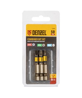 Denzel Набор бит комбинированный 3 шт., PH2, PZ2, SL5, 50 мм, сталь S2 11678