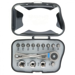 Барс Реверсивная трещотка с набором бит и торцевыми головками, 14 шт 13313