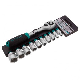 Stels Набор торцевых головок, 3/8", головки 7 - 22 мм, с трещот. ключом, CrV,11 предметов 14126