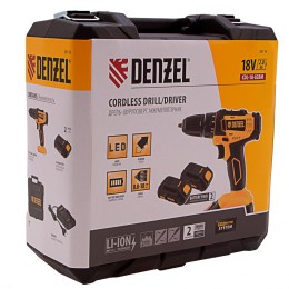 Denzel Дрель-шуруповерт аккумуляторная CDL-18-02BM, Li-Ion, 18 В, 2 аккумулятор 26116
