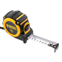 Denzel Рулетка 10м х 32мм, автоматич. фиксац., нейлон. покрытие, магнит. зацеп, двухстор. разметка// 31525