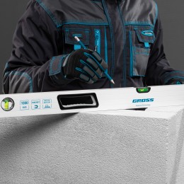 Gross Уровень алюминиевый, 1000 мм, усиленный, рукоятки, фрезерованный, 3 глазка, магнитный 34372