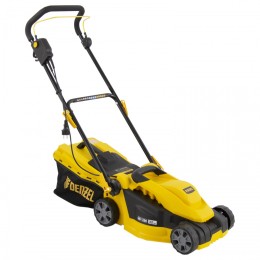 Denzel Газонокосилка электрическая GM-1200, 1200 Вт, ширина 32 см, 3 уровня, травосборник 25 л. 96615