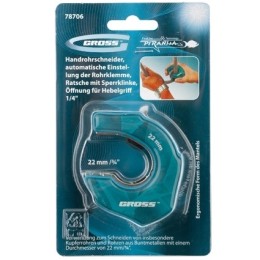 Gross Труборез ладонный"Piranha", 22 мм, 3/4, автоматическая регулировка зажима трубы, трещотка с храповым механизмом, отверстие 1/4 78706