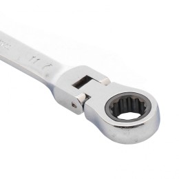 Matrix Ключ комбинированный трещоточный, 11 мм, CrV, шарнирный, зеркальный хром 14827