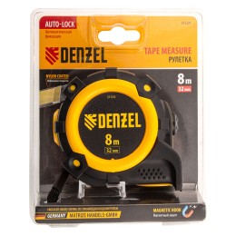 Denzel Рулетка 8м х 32мм, автоматич. фиксац., нейлон. покрытие, магнит. зацеп, двухстор. разметка// 31524