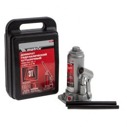 Matrix Домкрат гидравлический бутылочный, 3 т, высота подъема 194-372 мм, в пластиковый кейсе 50752