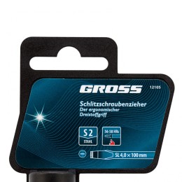 Gross Отвертка SL4 x 100 мм, S2, трехкомпонентная рукоятка 12105