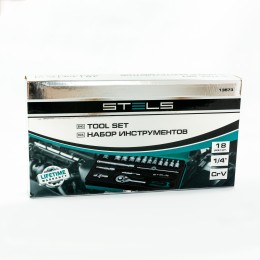 Stels Набор торцевых головок с трещоткой, 1/4", 18 предметов 13573