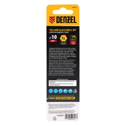Denzel Сверло по керамической плитке 10 мм, крестовая пластина, шестигранный хвостовик// 728093