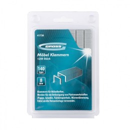 Gross Скобы, 8 мм, для мебельного степлера, усиленные, тип 140,1250 шт 41738