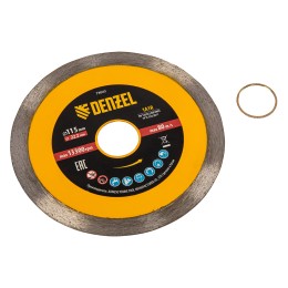 Denzel Диск алмазный отрезной 115 х 22,2 мм, сплошной, супертонкий, горячий пресс, мокрое резание// 73043